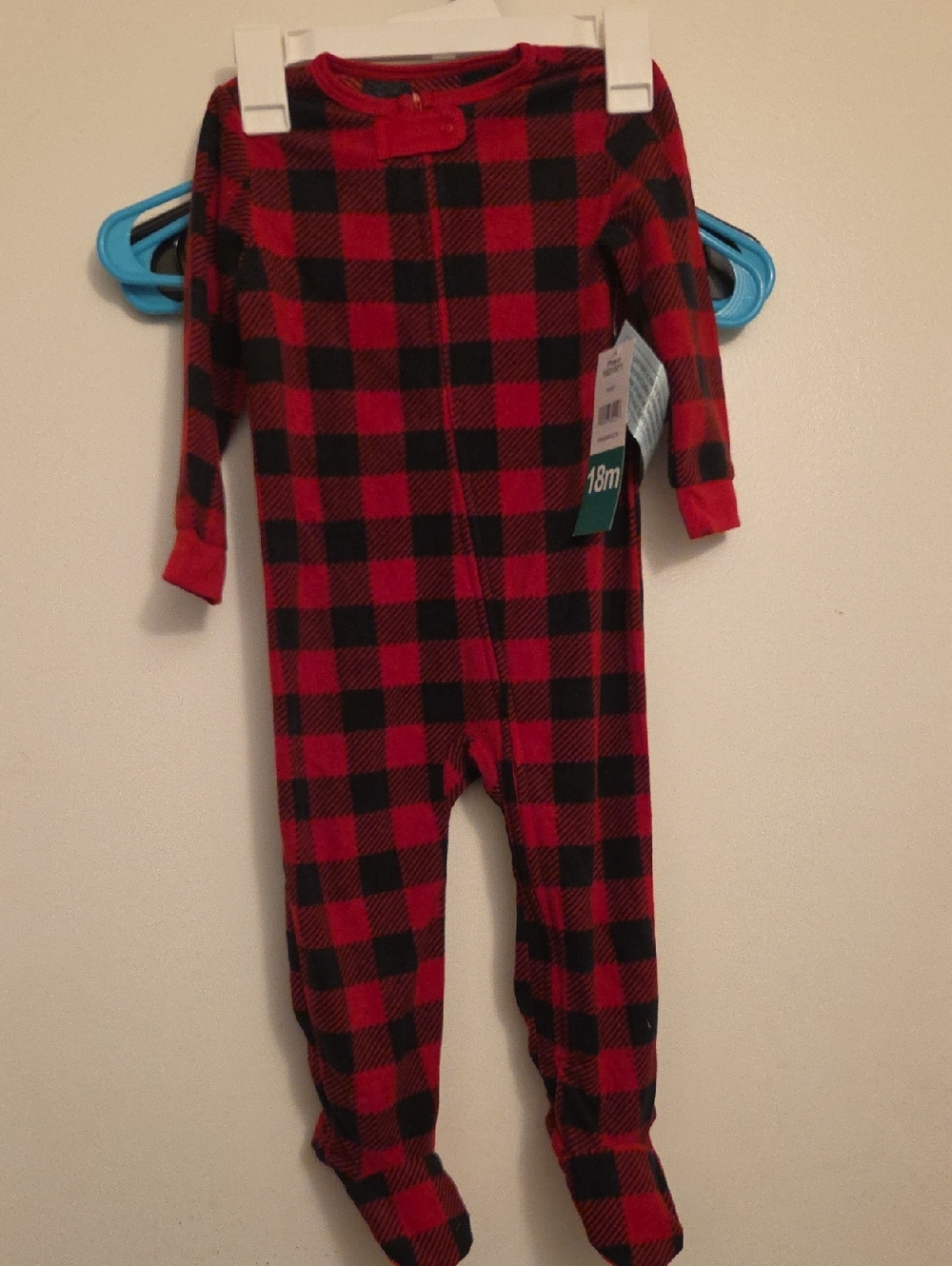 Eddie Bauer Red and Black Buffalo Plaid Footed One-Piece Pajamas